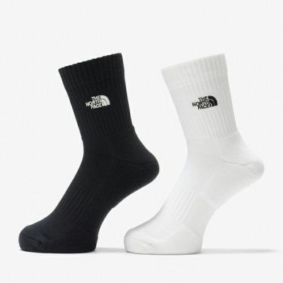 ザ・ノース・フェイス　TNF ロゴ 2P クルーソックス　NN82310-KW　TNFブラック×TNFホワイト(KW)
