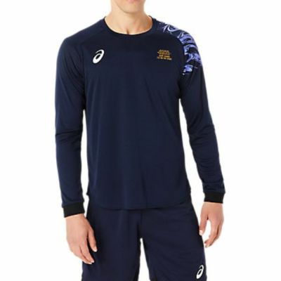 メール便発送可　アシックス　ＶＢ　ドライプリントＬ／Ｓ　Ｔシャツ　2051A345-400　バレーウェア　ミッドナイト