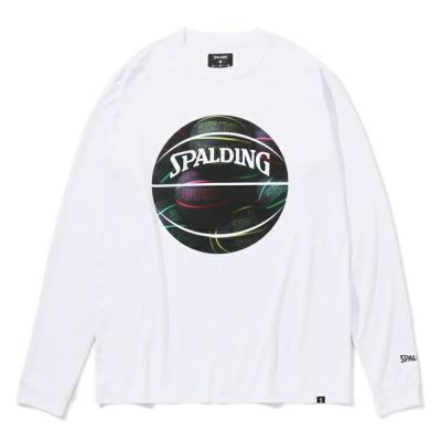 メール便発送可　スポルディング　ロングスリーブTシャツ ボールプリント　SMT23123-WHBK　バスケットボールウェア