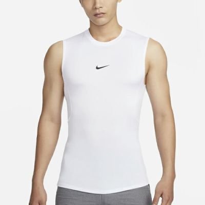 メール便発送可　ナイキ　プロ メンズ Dri-FIT タイト ノースリーブ フィットネストップ　FB7915-100　トレーニング/スポーツ アンダーシャツ(インナー)　白