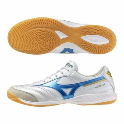 ミズノ　MIZUNO　モレリア サラ エリート イン / MORELIA SALA ELITE IN　Q1GA241225　フットサルシューズ　屋内シューズ　白×青