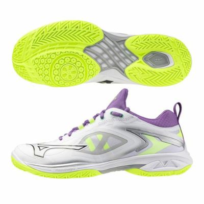 ミズノ　MIZUNO　バドミントンシューズ　ウエーブクローNEO3 FIT　[ユニセックス]　71GA247212　2Eフィットタイプ　ホワイト×ライム