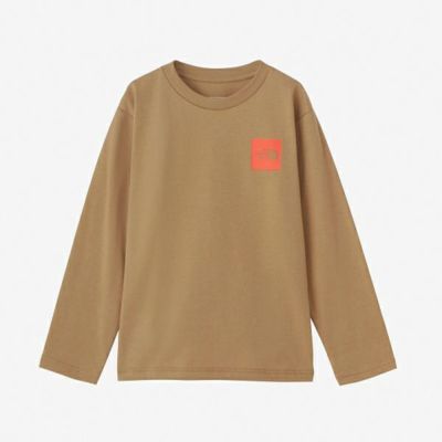メール便発送可　ザ・ノース・フェイス　ロングスリーブスモールスクエアロゴティー（キッズ）　NTJ32357-KT　長袖Tシャツ　キッズウェア