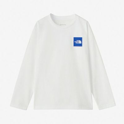 メール便発送可　ザ・ノース・フェイス　ロングスリーブスモールスクエアロゴティー（キッズ）　NTJ32357-WT　長袖Tシャツ　キッズウェア