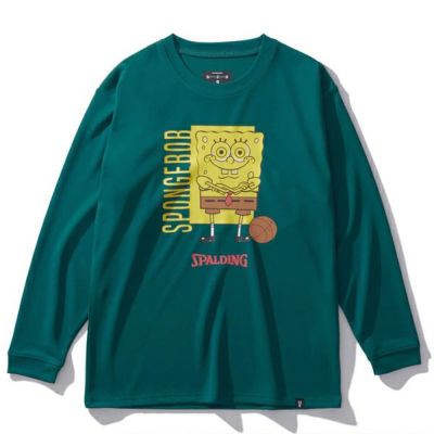 メール便発送可　スポルディング　ジュニア ロングスリーブTシャツ スポンジ・ボブ バスケットボール フリーク　SJT24167S-スパイク　ジュニアバスケウェア