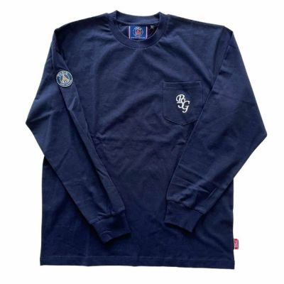 パリサンジェルマン(PSG)　イタリックフォント　長袖Tシャツ　PS0324FW0001-NAVY　カジュアルウェア　ネイビー