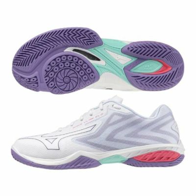 ミズノ　MIZUNO　バドミントンシューズ　ウエーブクローEL2 FIT　[ユニセックス]　71GA247212　2Eフィットタイプ　68:ホワイト×パープル×ピンク