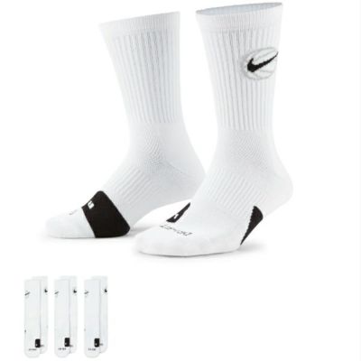 ナイキ　エブリデイ　BBALL 3PR　クルーソックス3足組　DA2123-100　バスケットボールソックス　WHITE/BLACK