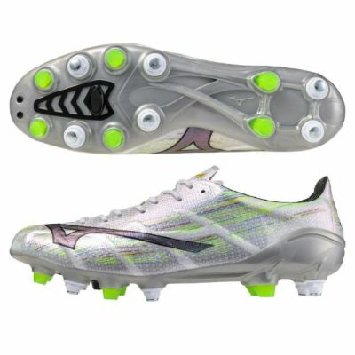 【P1GC256109】ミズノ　ミズノアルファ2 JAPAN MIX / MIZUNO α II JAPAN MIX　取替式(天然芝) サッカースパイク　　09:ホワイト×シルバーイリディセント