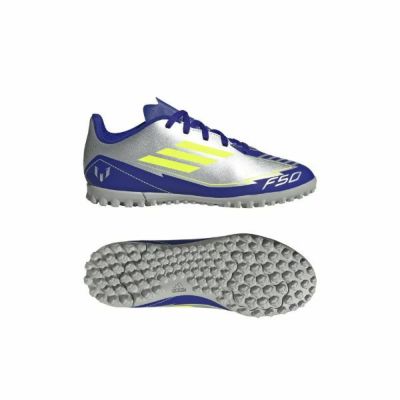 アディダス　adidas　キッズ　F50 CLUB MESSI TF / ターフ用　KIDS　IH0923　ジュニアサッカートレーニングシューズ メッシモデル　子供用　シルバーメタリック