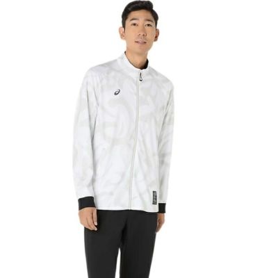 アシックス　ドライグラフィックストレッチニットジャケット　2031E985-100　トレーニングウェア　BRILLIANT WHITE