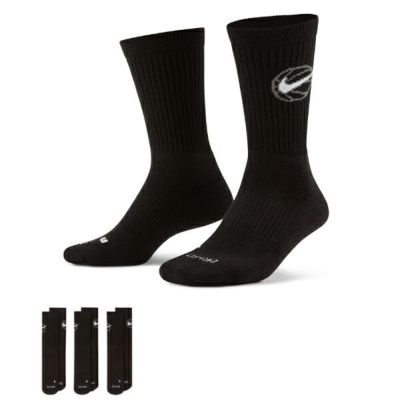 ナイキ　エブリデイ　BBALL 3PR　クルーソックス3足組　DA2123-010　バスケットボールソックス　BLACK/WHITE