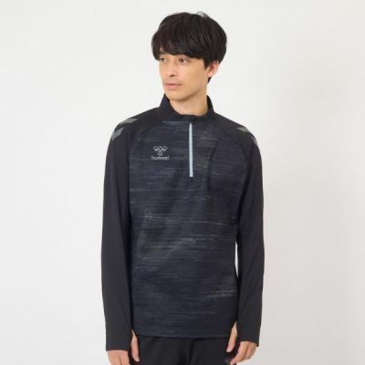 ヒュンメル(hummel)　PROトレーニングハーフジップトップ　HAT4077-90　サッカートレーニングウェア　ブラック