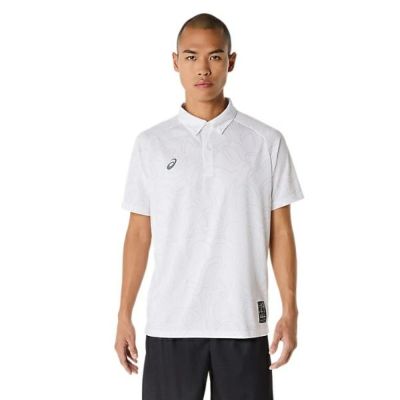 メール便発送可　アシックス　ドライグラフィックボタンダウンポロシャツ　2031E992-100　トレーニングウェア　BRILLIANT WHITE